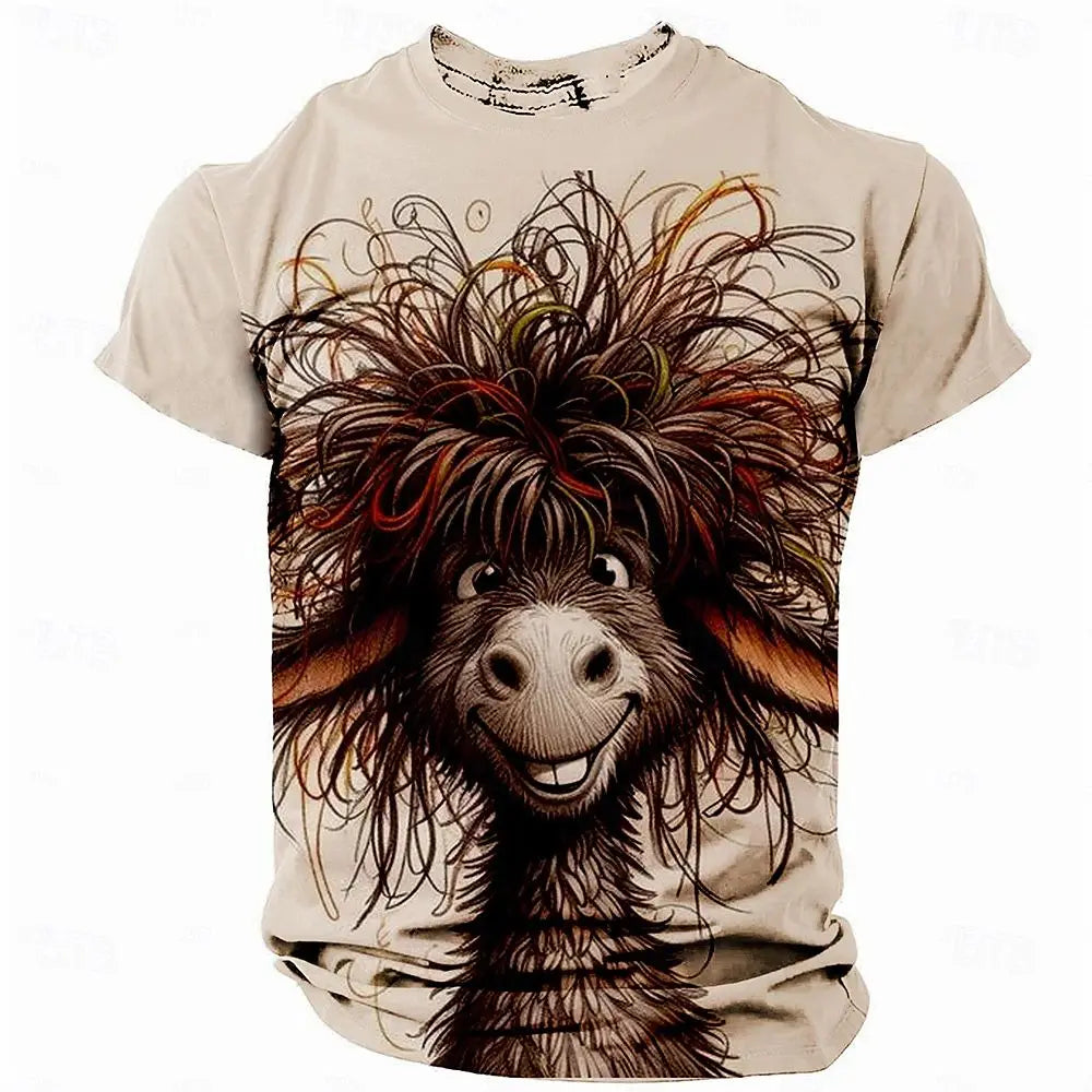 Men's T-Shirt Animals Print Summer.