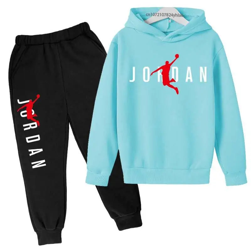 Kids Simple Letter Print 2pcs Hoodie+Pants Tracksuits 3-13 Years Boys and Girls.