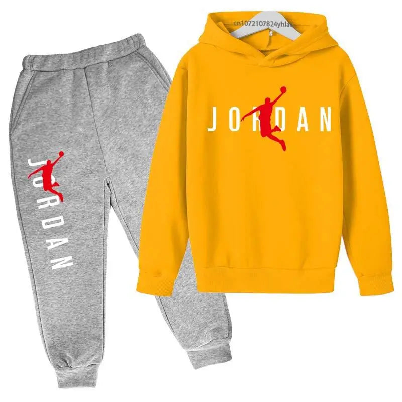 Kids Simple Letter Print 2pcs Hoodie+Pants Tracksuits 3-13 Years Boys and Girls.