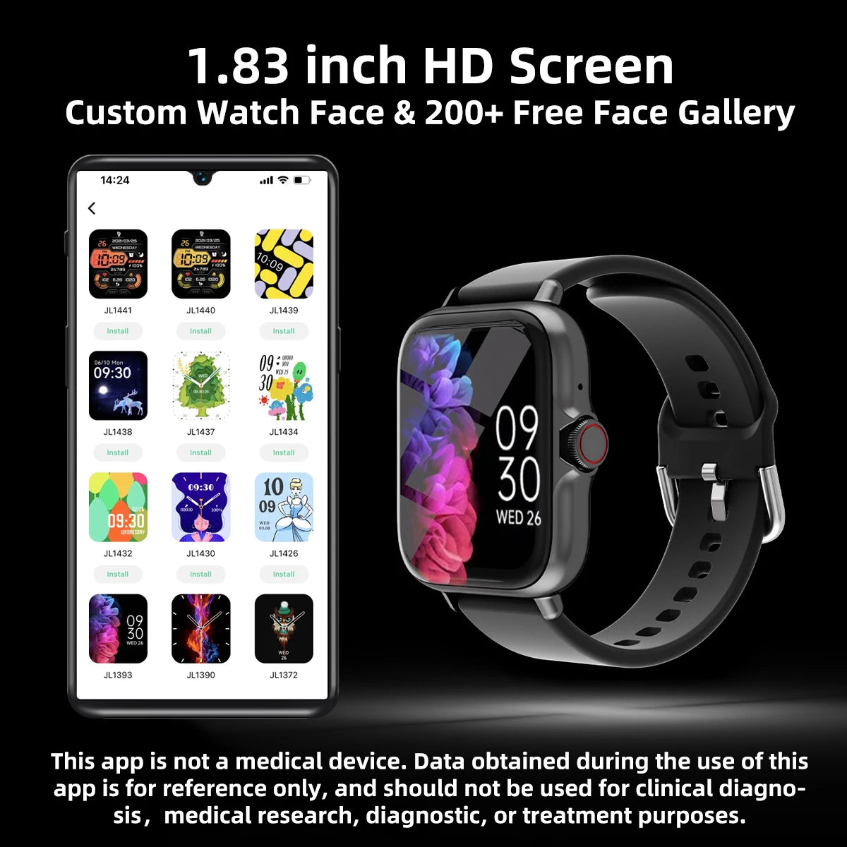 1.83'' Waterproof Smart Watch with Message Answer.