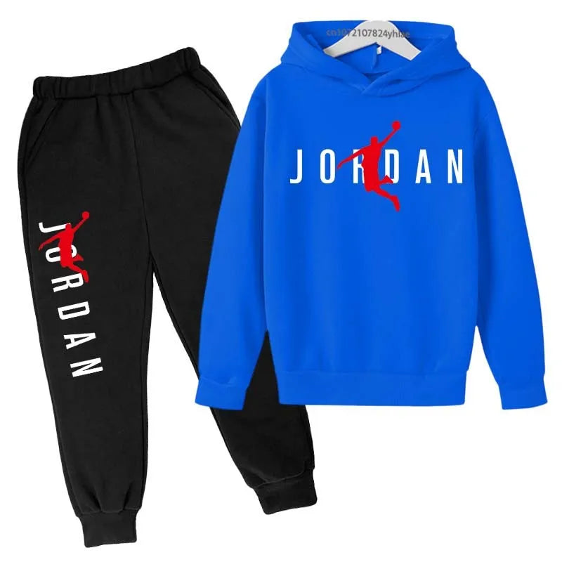 Kids Simple Letter Print 2pcs Hoodie+Pants Tracksuits 3-13 Years Boys and Girls.