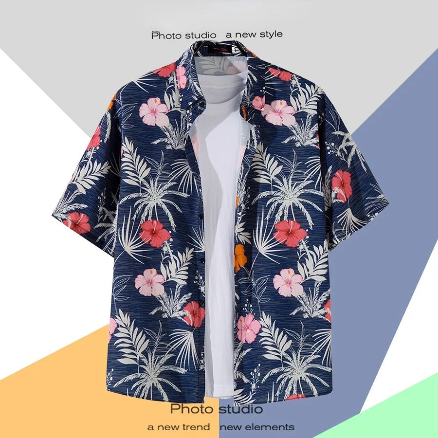 Men Street Fashion Summer Daily Shirt Hawaiian.