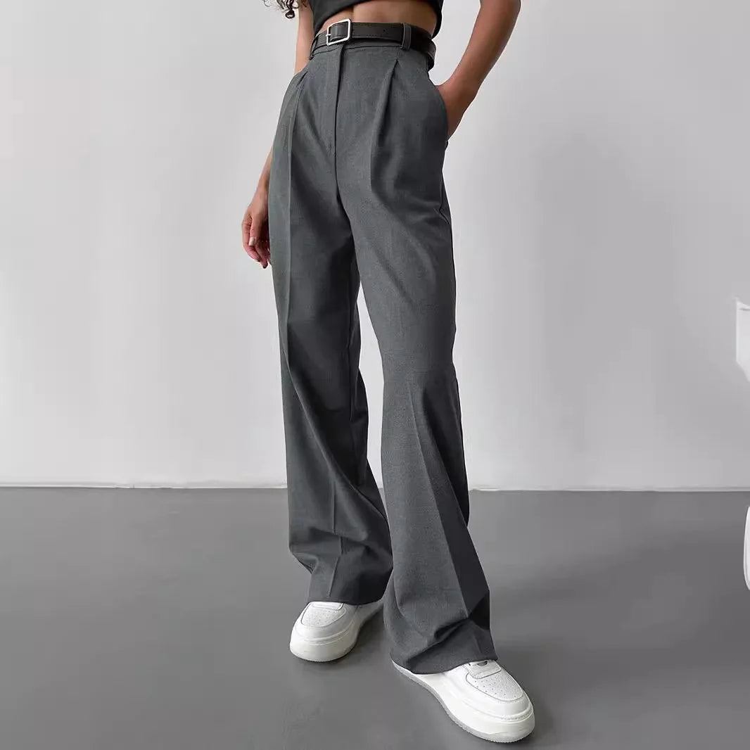 Classic Formal Straight Leg Pants Spring and Summer Women's Versatile Casual Wear Loose Fit Office Tourism Darp Wide Leg Pants