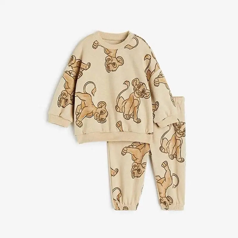 Lion Printed Kids Tracksuits Spring Autumn Clothing.