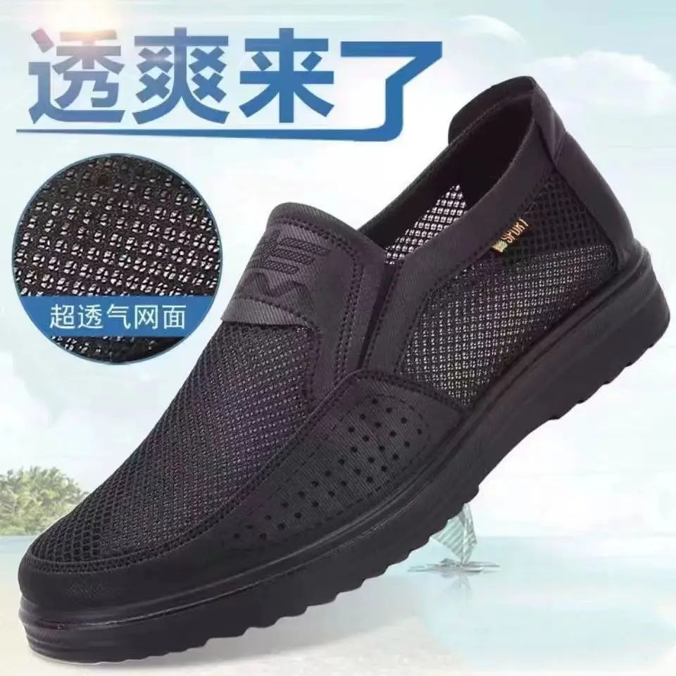 Men's shoes, mesh surface, summer non slip casual shoes.