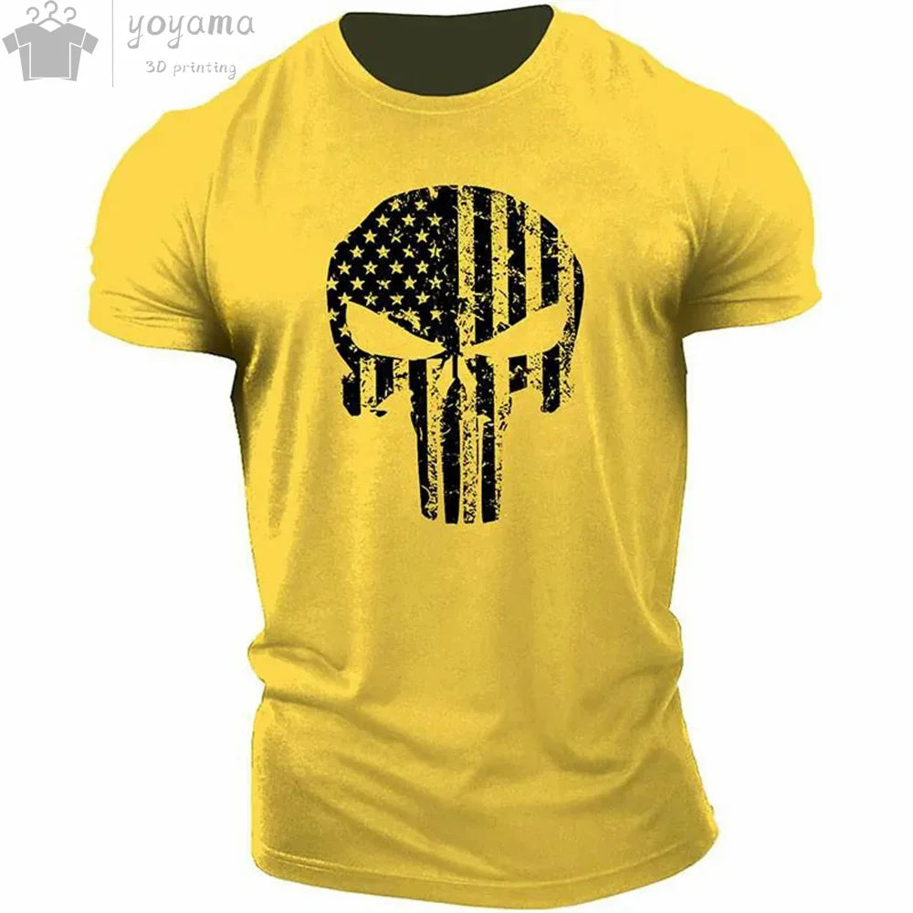 Men's T Shirt 3d Print Military Patriotic Skull.