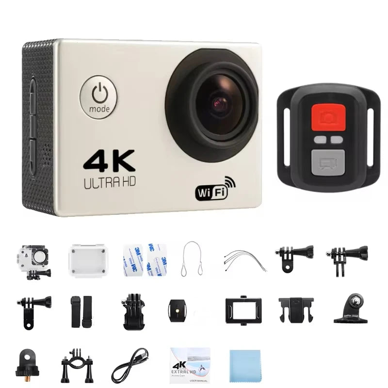 4K Action Camera 1080P/30FPS WiFi 2.0" 170D Underwater Waterproof.