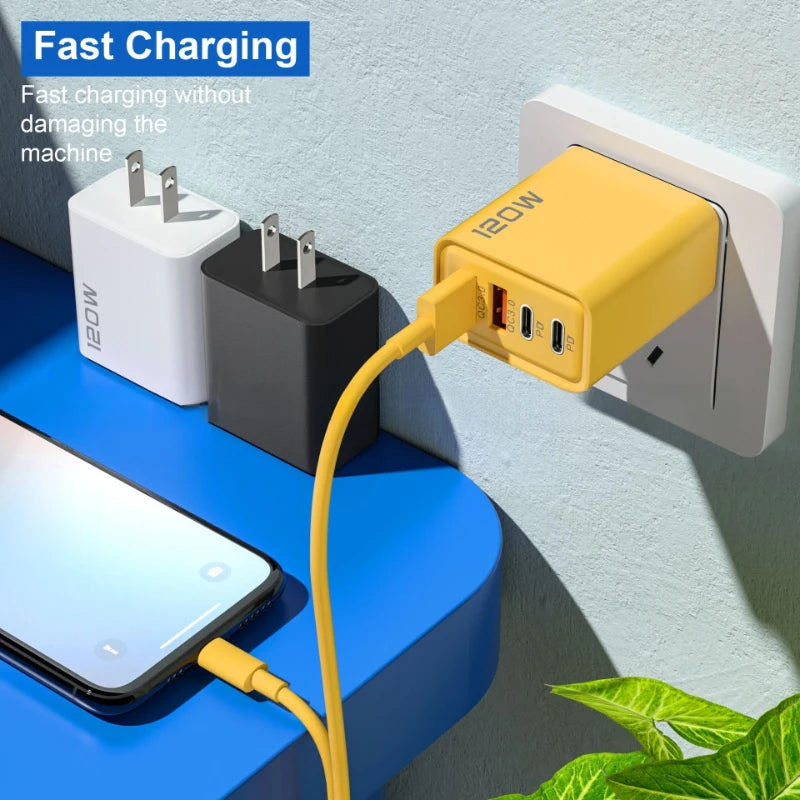 120W 3.0 USB fast phone charger type C quick charge.