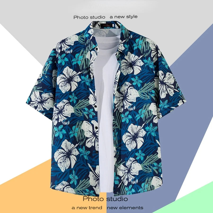 Men Street Fashion Summer Daily Shirt Hawaiian.