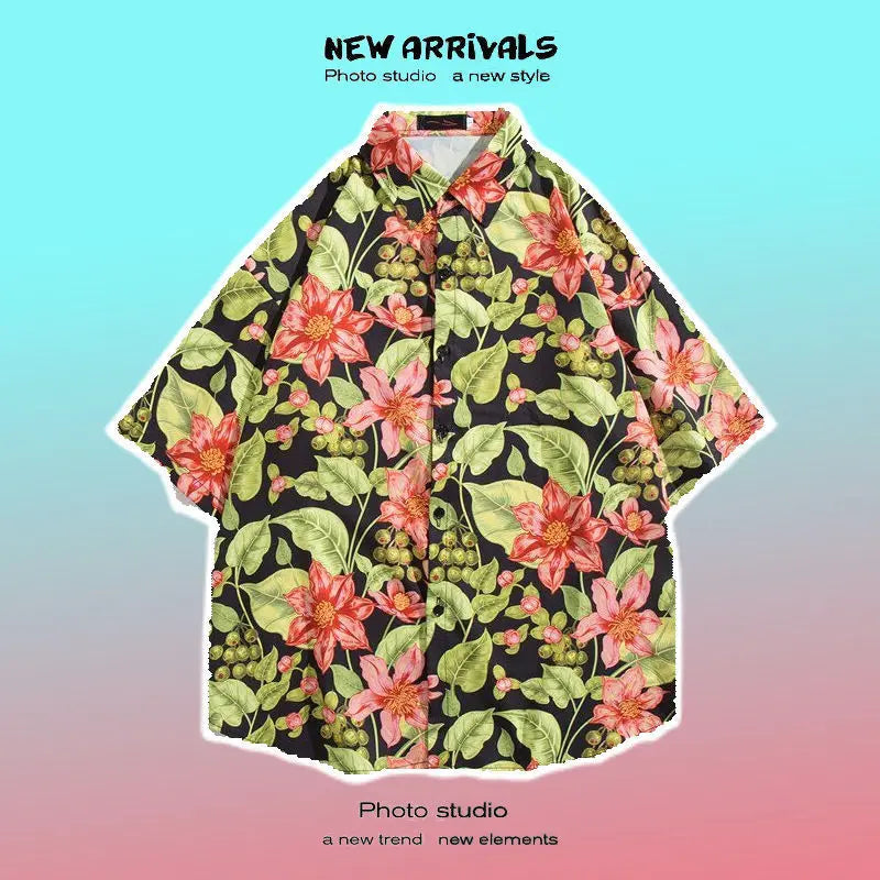 Men Street Fashion Summer Daily Shirt Hawaiian.