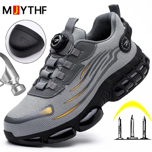 Rotating Button New Safety Shoes Men Anti-smash Anti-puncture.