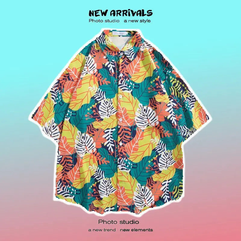 Men Street Fashion Summer Daily Shirt Hawaiian.