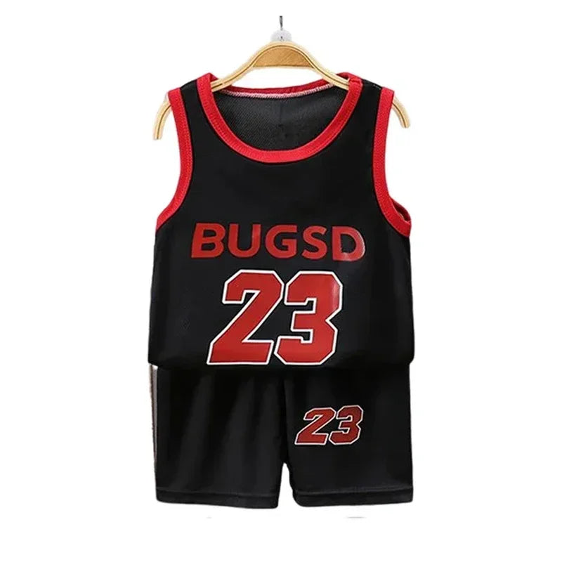 Children Sets Summer Sleeveless Basketball T-shirts.