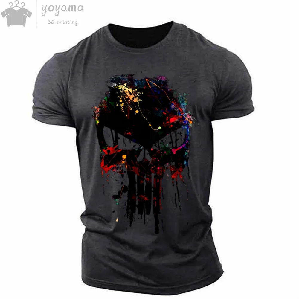 Men's T Shirt 3d Print Military Patriotic Skull.