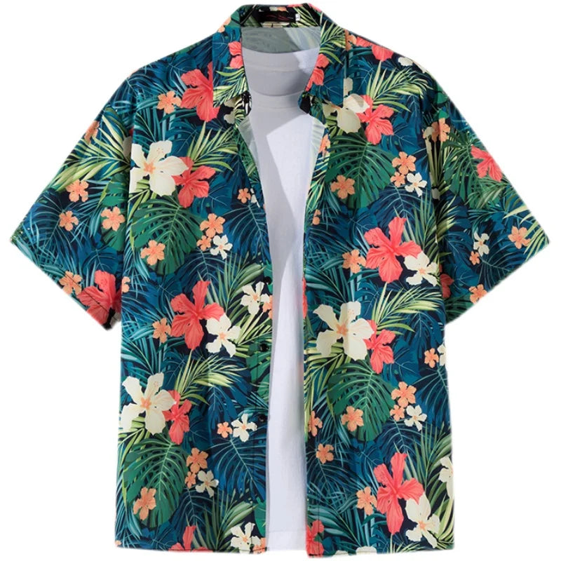 Men Street Fashion Summer Daily Shirt Hawaiian.