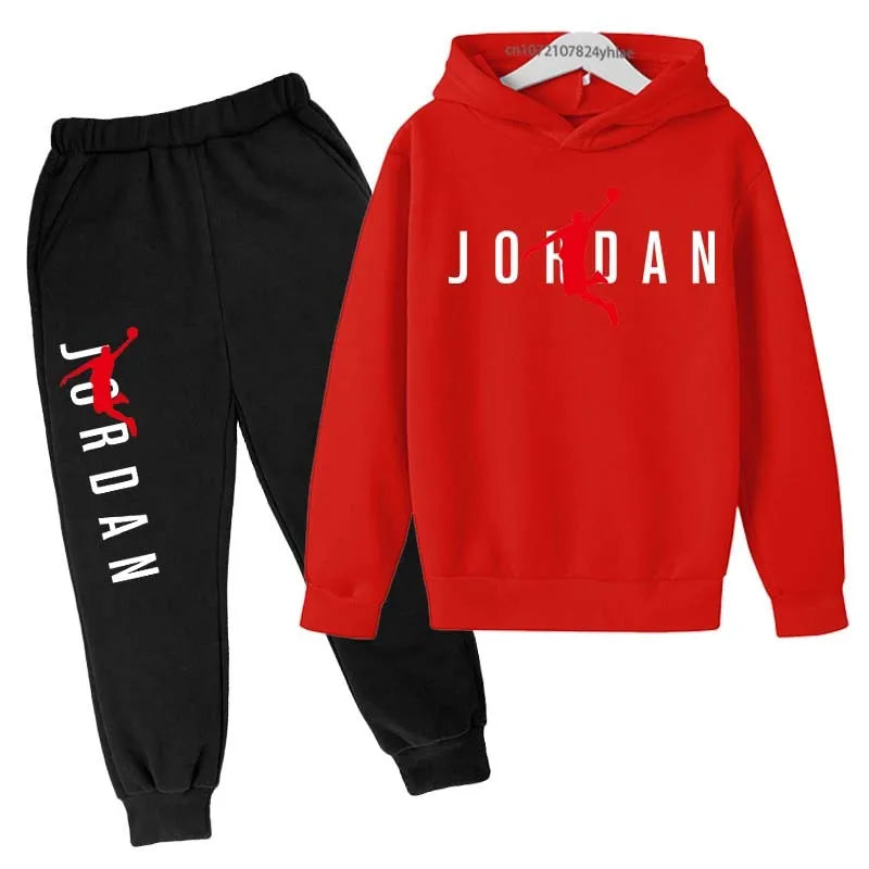 Kids Simple Letter Print 2pcs Hoodie+Pants Tracksuits 3-13 Years Boys and Girls.