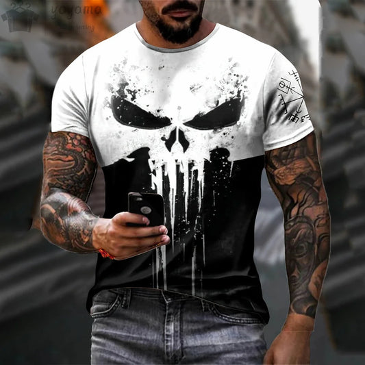 Men's T Shirt 3d Print Military Patriotic Skull.