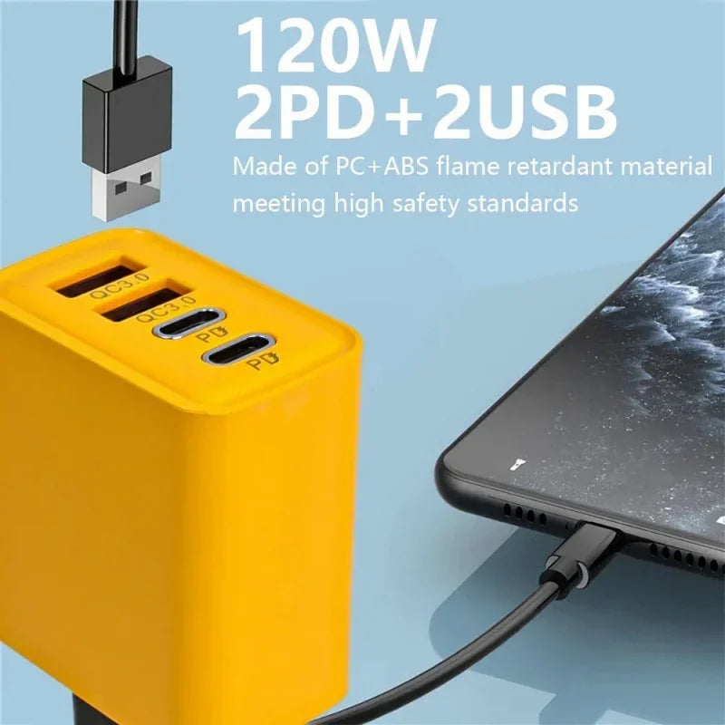 120W 3.0 USB fast phone charger type C quick charge.