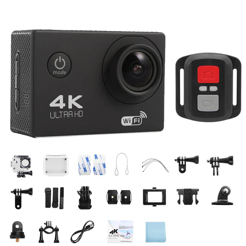 4K Action Camera 1080P/30FPS WiFi 2.0" 170D Underwater Waterproof.