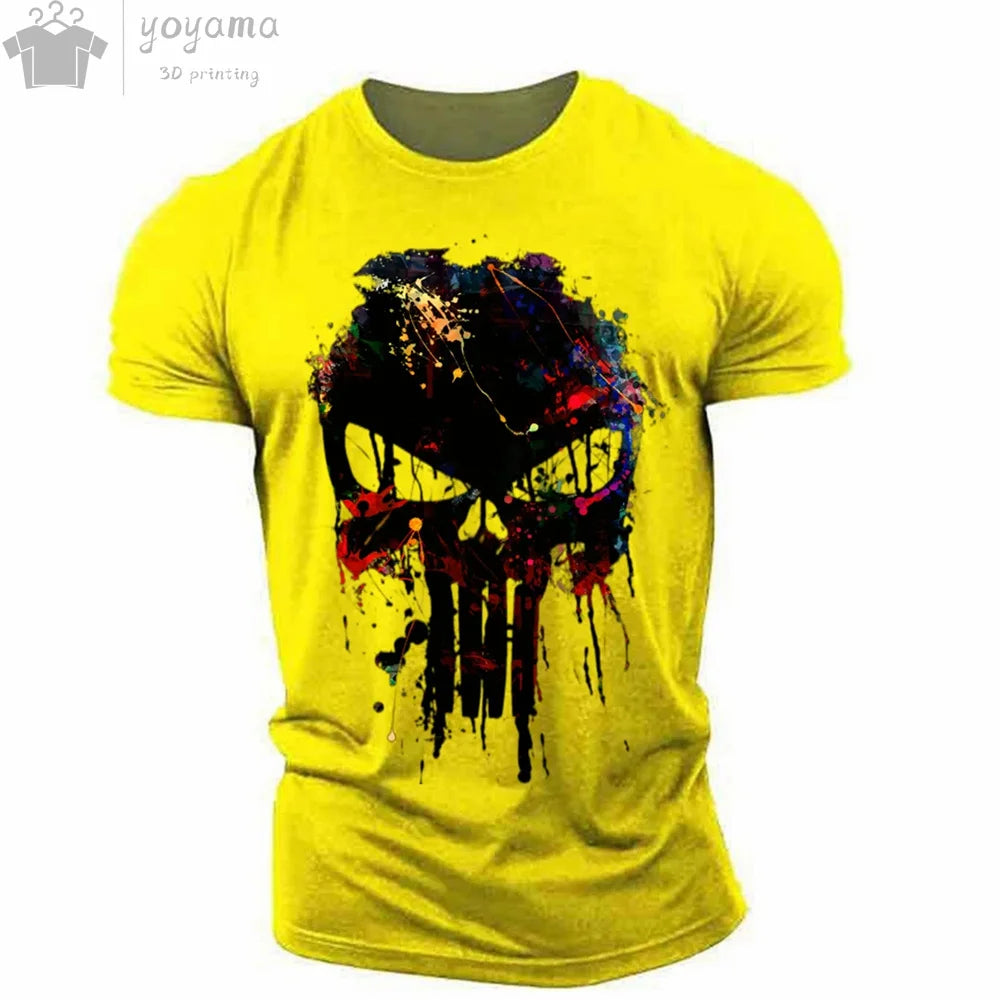 Men's T Shirt 3d Print Military Patriotic Skull.