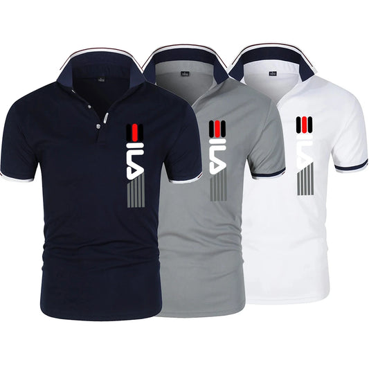 2025 Summer New Men's Lapel Anti-pillin Polo Shirt printing.