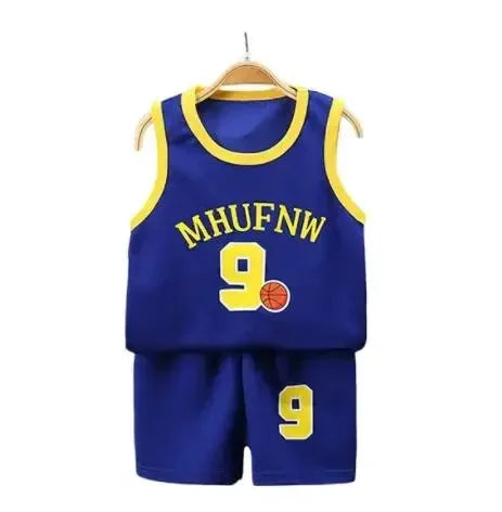 Children Sets Summer Sleeveless Basketball T-shirts.