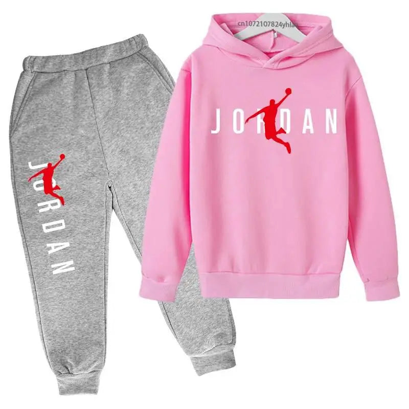 Kids Simple Letter Print 2pcs Hoodie+Pants Tracksuits 3-13 Years Boys and Girls.