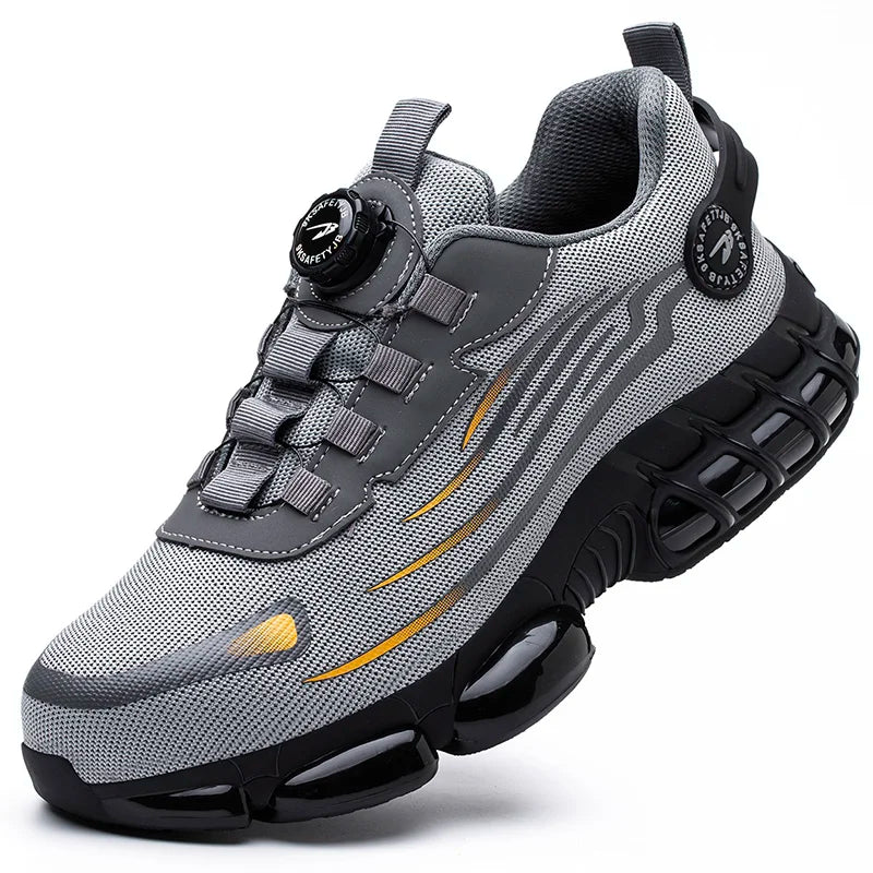 Rotating Button New Safety Shoes Men Anti-smash Anti-puncture.