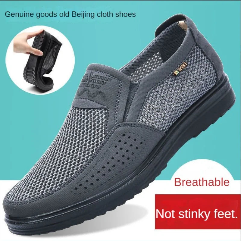 Men's shoes, mesh surface, summer non slip casual shoes.