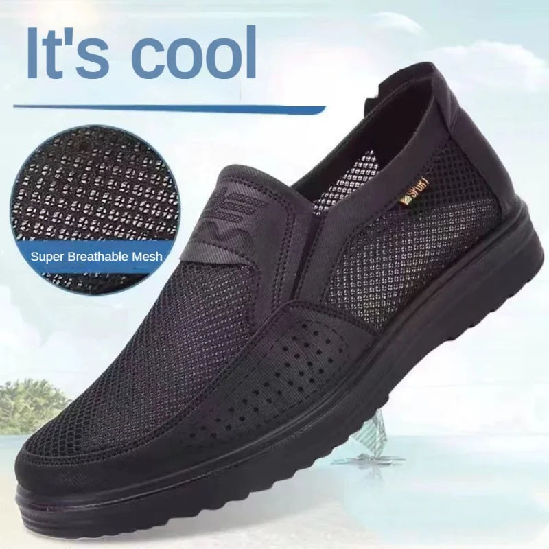 Men's shoes, mesh surface, summer non slip casual shoes.