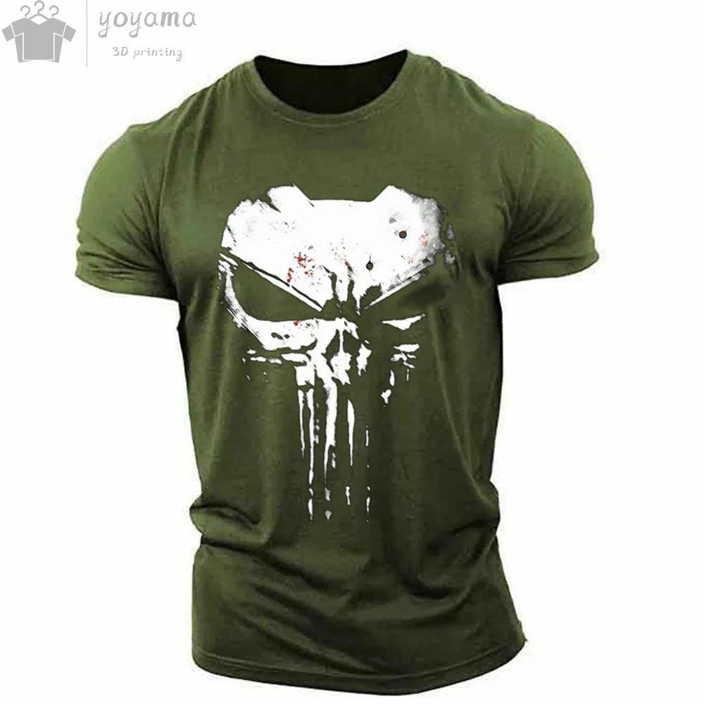 Men's T Shirt 3d Print Military Patriotic Skull.