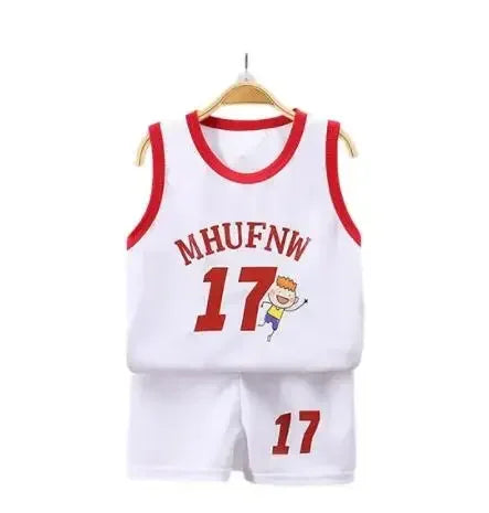 Children Sets Summer Sleeveless Basketball T-shirts.