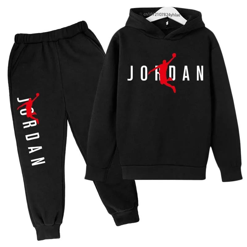 Kids Simple Letter Print 2pcs Hoodie+Pants Tracksuits 3-13 Years Boys and Girls.