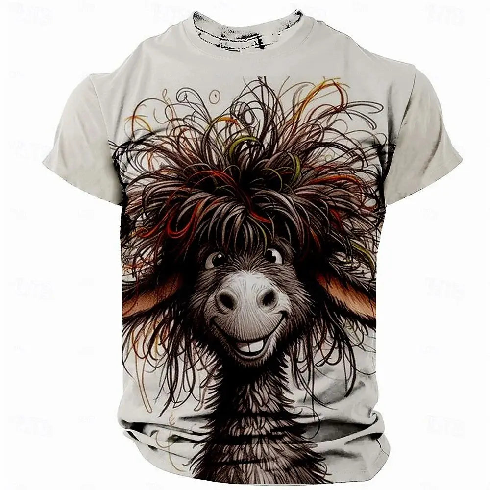 Men's T-Shirt Animals Print Summer.