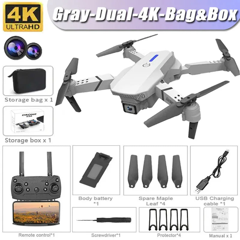 Professional Drone E88 4K Wide-Angle HD 1080P Camera WiFi FPV Height Hold Foldable RC Drone Quadrotor Helicopter.