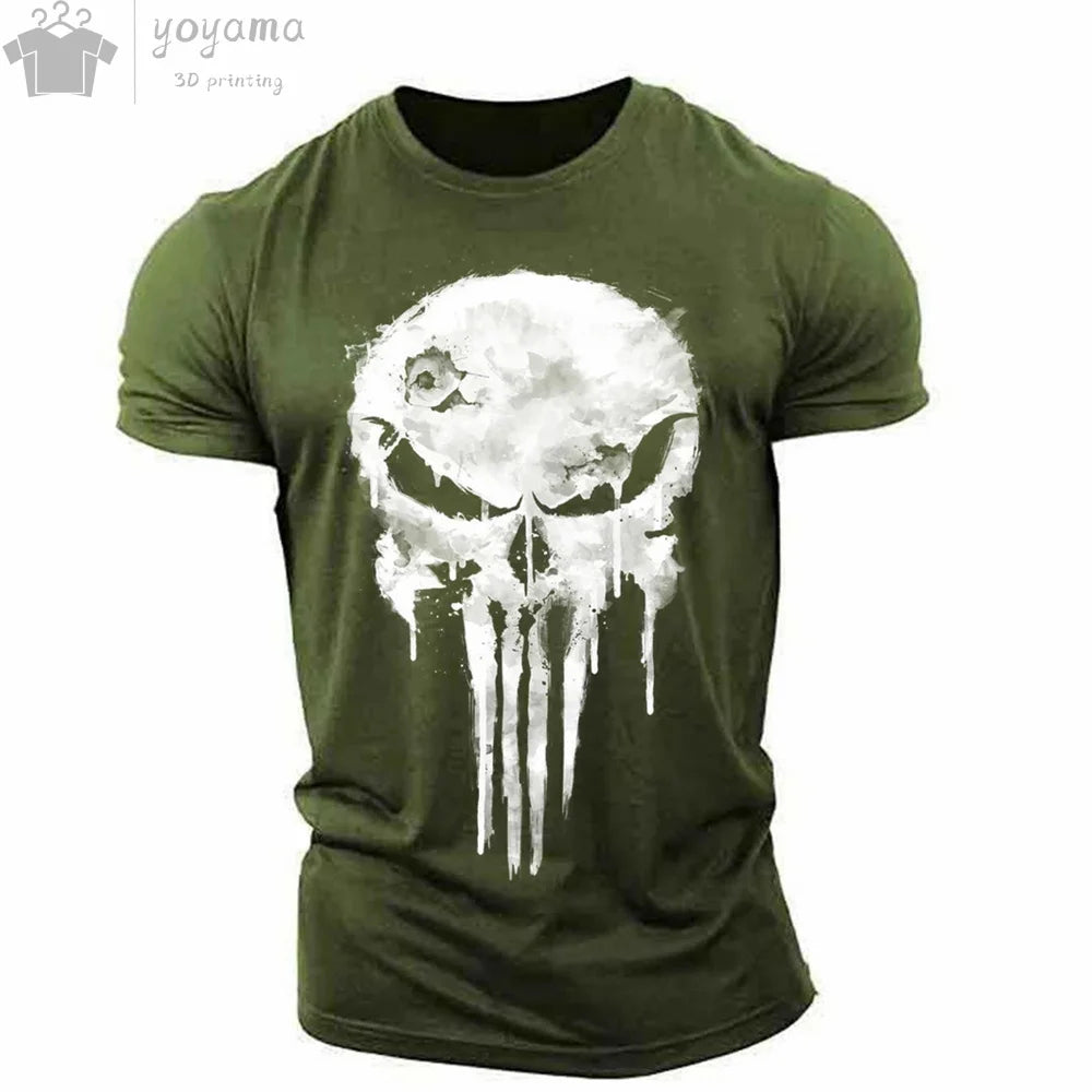 Men's T Shirt 3d Print Military Patriotic Skull.