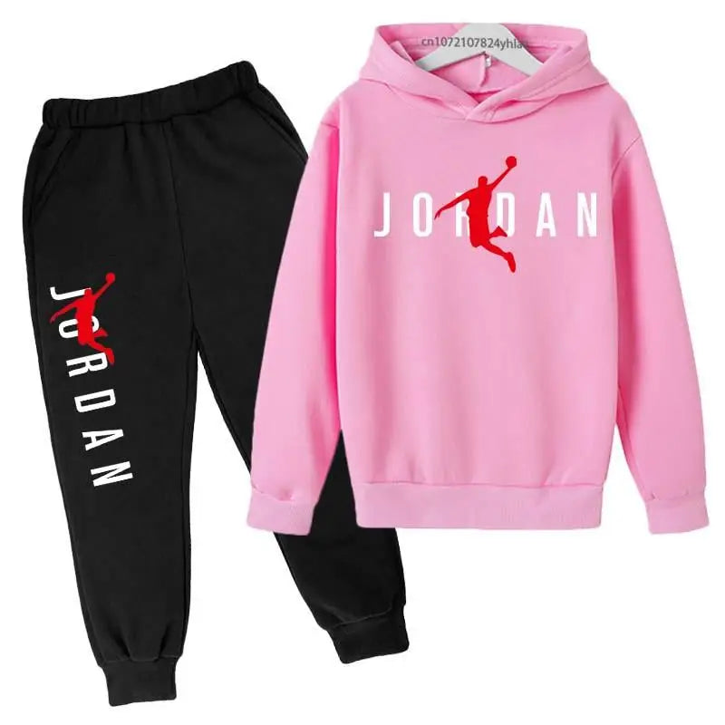 Kids Simple Letter Print 2pcs Hoodie+Pants Tracksuits 3-13 Years Boys and Girls.