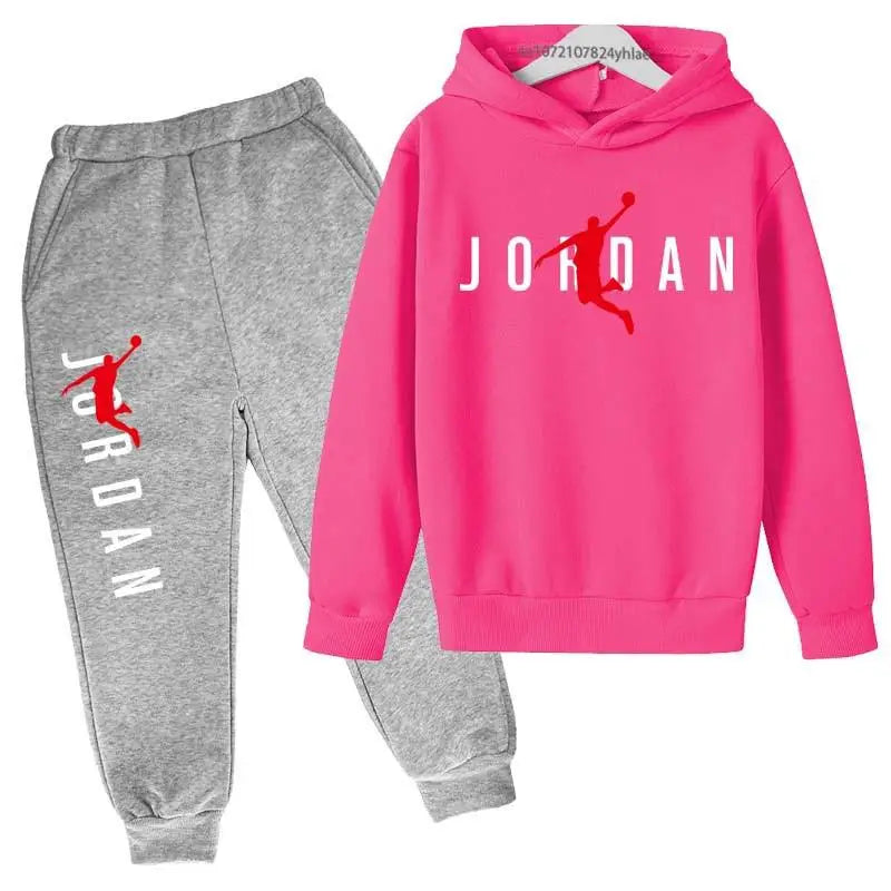 Kids Simple Letter Print 2pcs Hoodie+Pants Tracksuits 3-13 Years Boys and Girls.