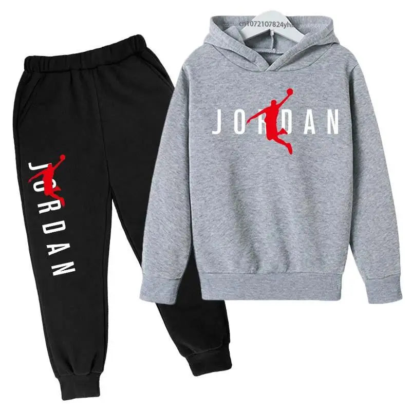 Kids Simple Letter Print 2pcs Hoodie+Pants Tracksuits 3-13 Years Boys and Girls.