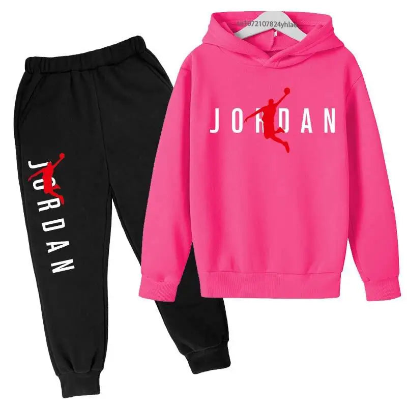 Kids Simple Letter Print 2pcs Hoodie+Pants Tracksuits 3-13 Years Boys and Girls.