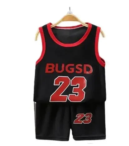 Children Sets Summer Sleeveless Basketball T-shirts.