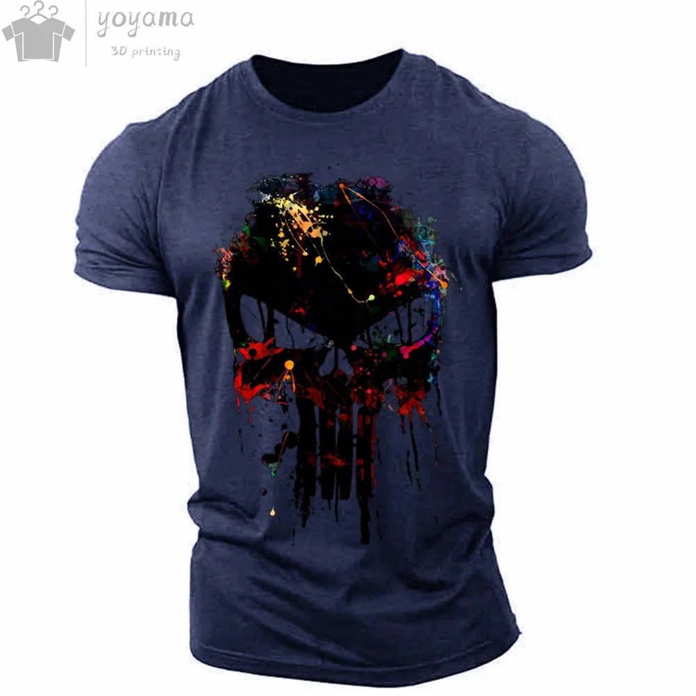 Men's T Shirt 3d Print Military Patriotic Skull.