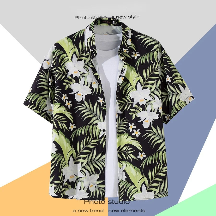 Men Street Fashion Summer Daily Shirt Hawaiian.