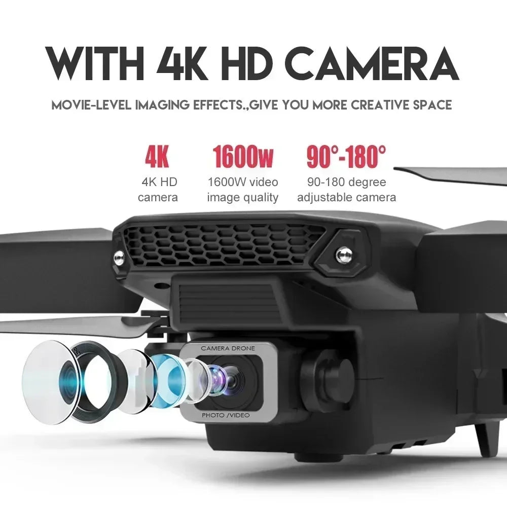 Professional Drone E88 4K Wide-Angle HD 1080P Camera WiFi FPV Height Hold Foldable RC Drone Quadrotor Helicopter.