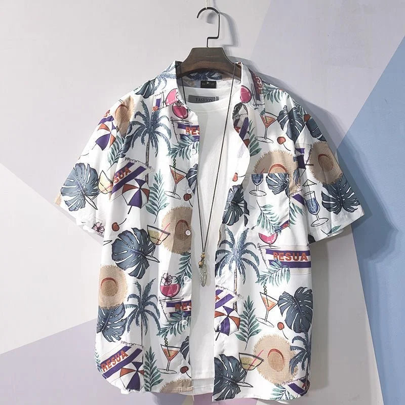 Men Street Fashion Summer Daily Shirt Hawaiian.