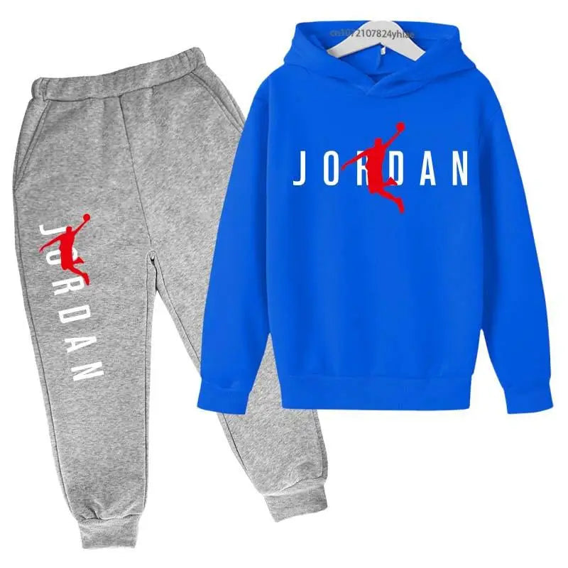 Kids Simple Letter Print 2pcs Hoodie+Pants Tracksuits 3-13 Years Boys and Girls.