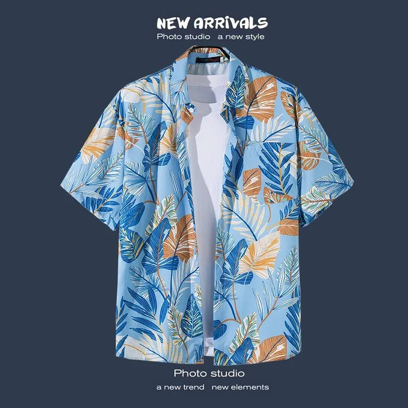 Men Street Fashion Summer Daily Shirt Hawaiian.