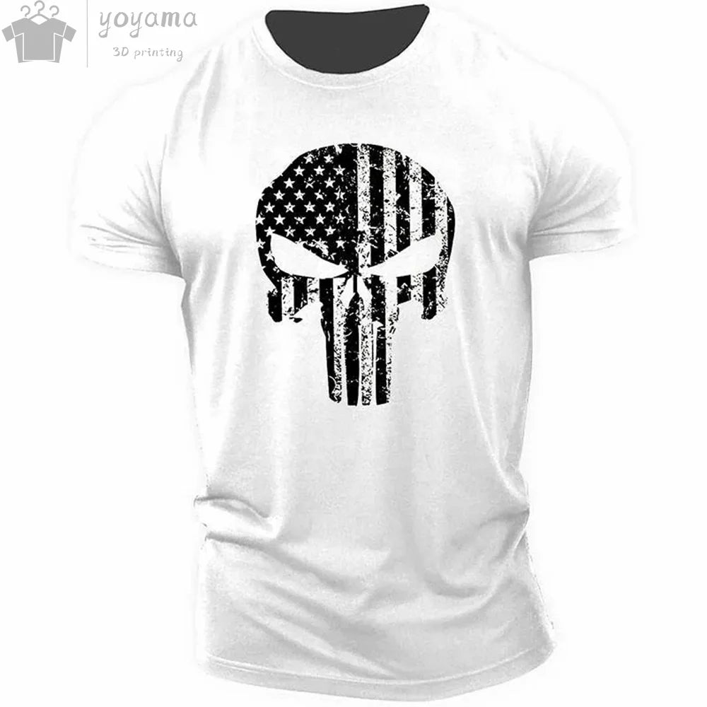 Men's T Shirt 3d Print Military Patriotic Skull.