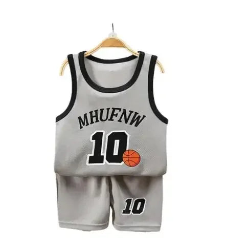 Children Sets Summer Sleeveless Basketball T-shirts.