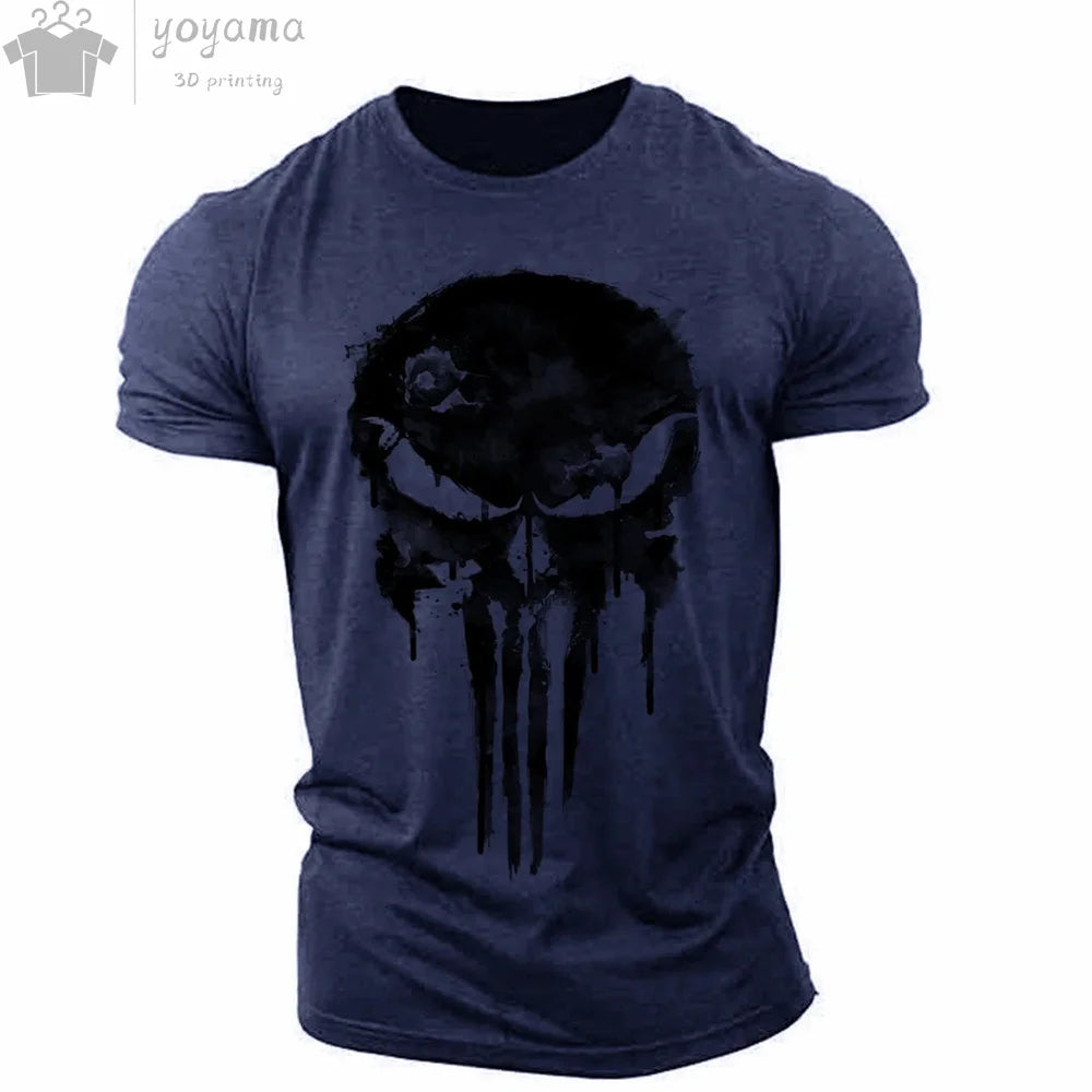 Men's T Shirt 3d Print Military Patriotic Skull.